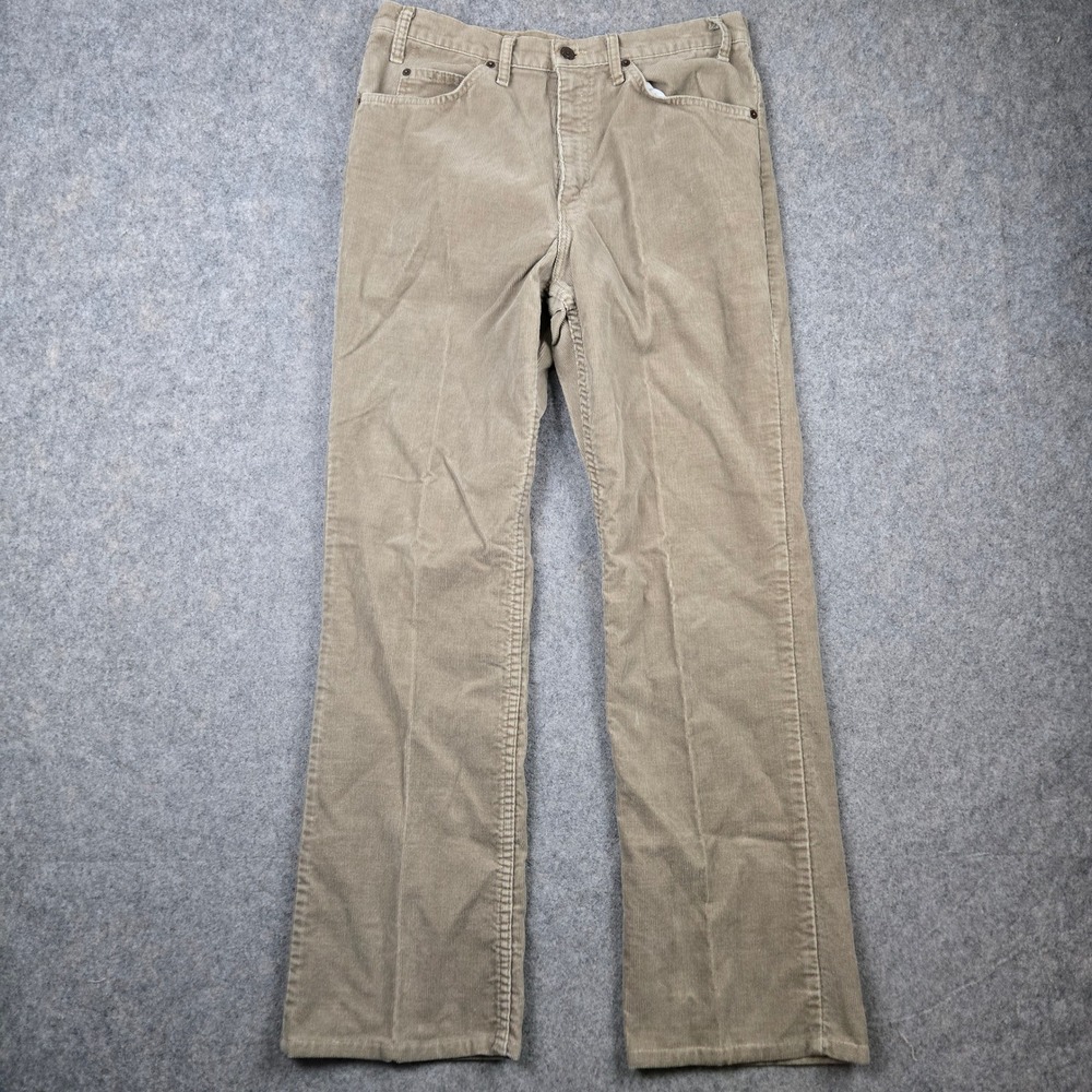 Vintage 80s Levis 517 Corduroy Pants Mens 34x32 Tan Beige Bootcut Flare USA Made